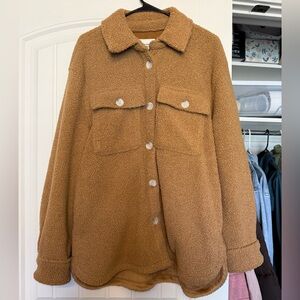 Abercrombie & Fitch Teddy Button-Up Jacket in Camel